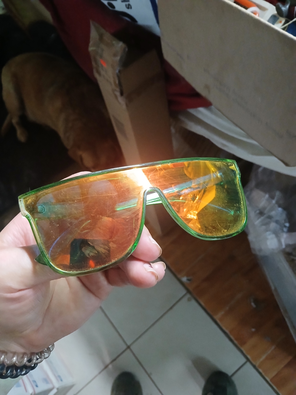Green Frame Yellow Lens Women’s Fashion Sunglasses